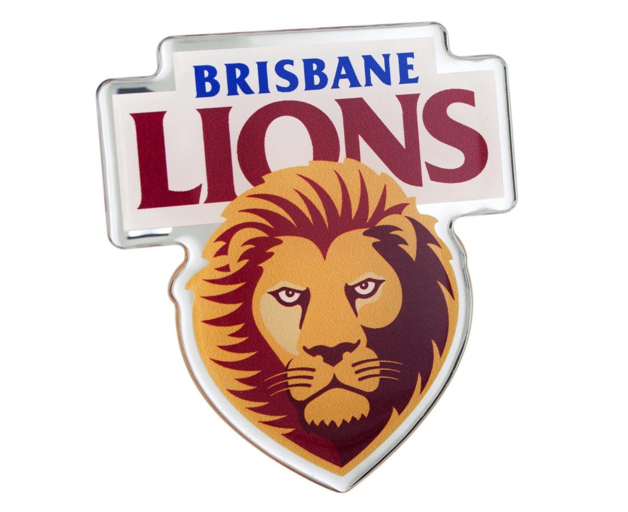 Brisbane Lions AFL Lensed Chrome Decal Badge - Cars, Bikes, Laptops, Most Things