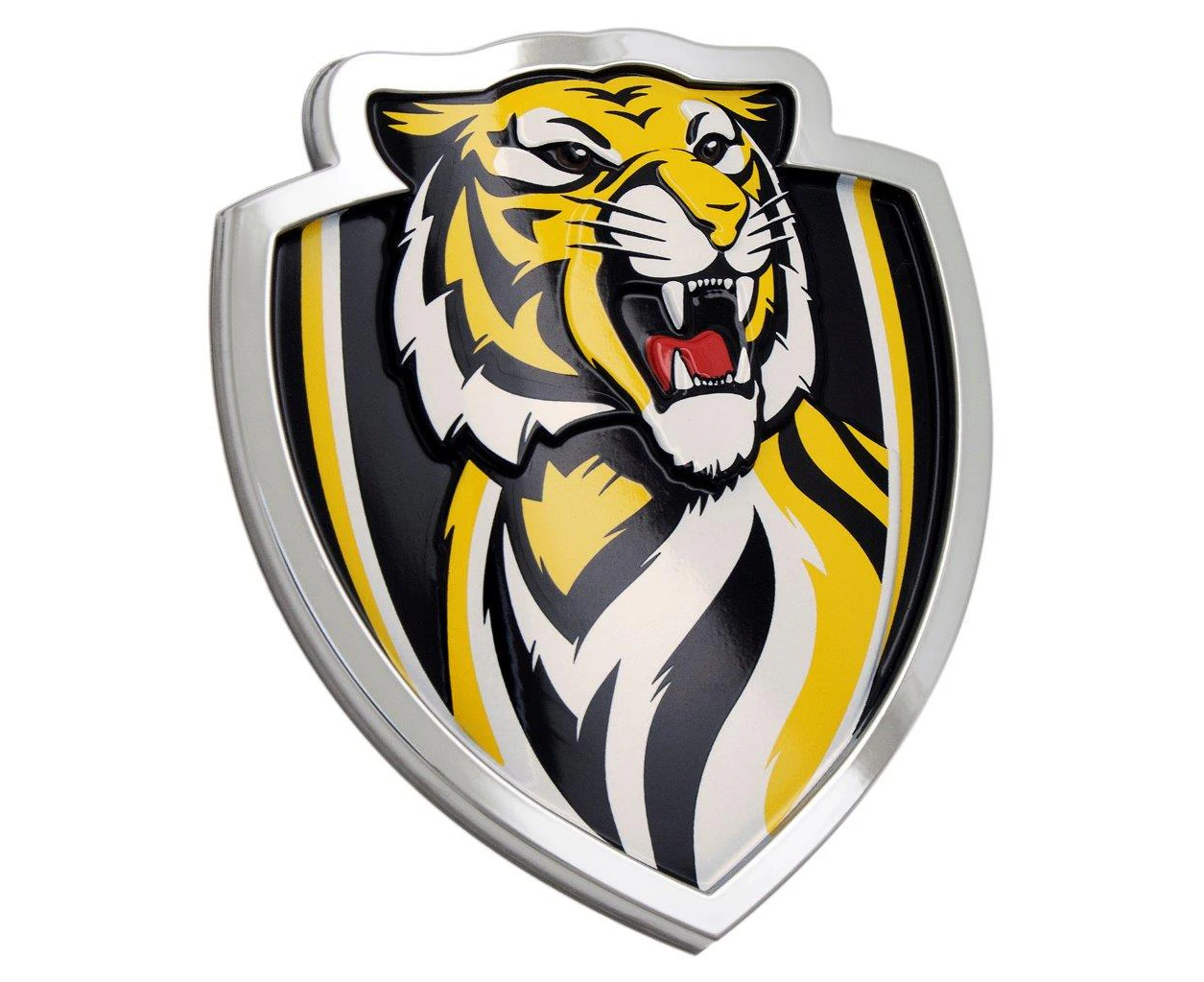 Richmond Tigers AFL 3D Chrome Emblem Badge - For Cars, Bikes, Laptops, Most Flat Surfaces