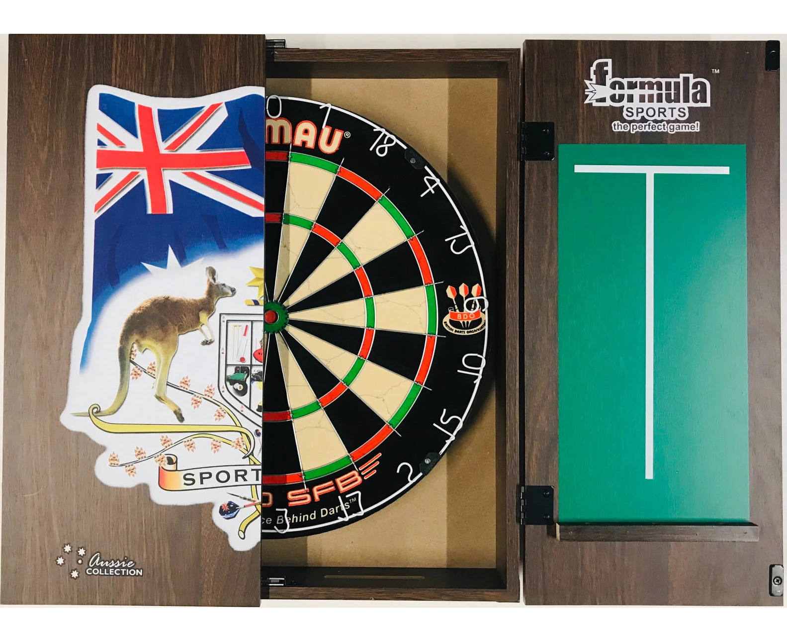 WINMAU PRO SFB Bristle Dart Board Set Sports Bar Cabinet with 6 Darts