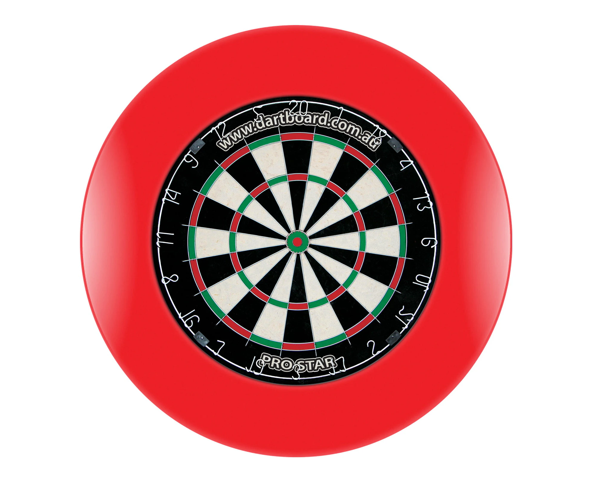 Pro Star Genuine Bristle Dart Board + RED Dartboard Surround + Darts