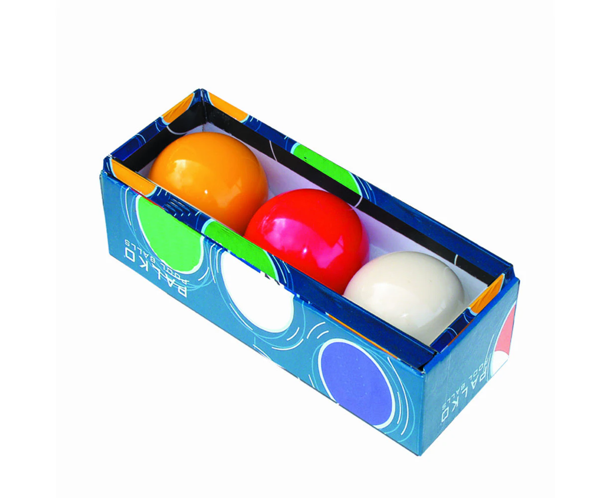 Billiard Tri Colour Table Balls Set - White, Red, Yellow - 2 & 1/16 inch Billiards