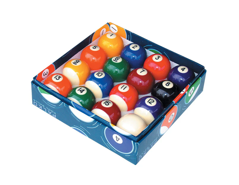 Large Numbered Pool Snooker Billiard Balls Big's Little's - 2 & 1/4 inch - Colour Box