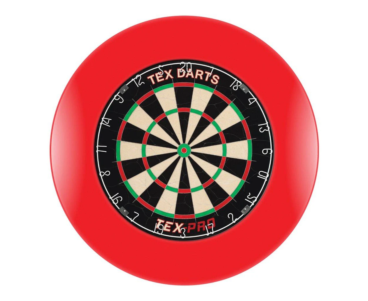 TEX Pro Genuine Bristle Dart Board + RED Dartboard Surround + Darts