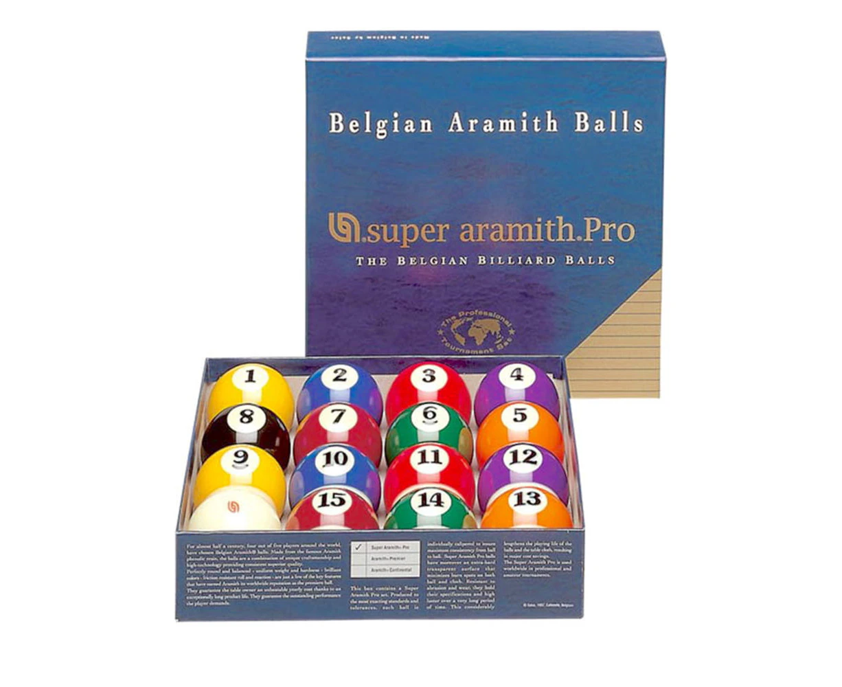 Aramith Super Pro Cup Pool Balls with Dotted Cue Ball 2 & 1/4" inch