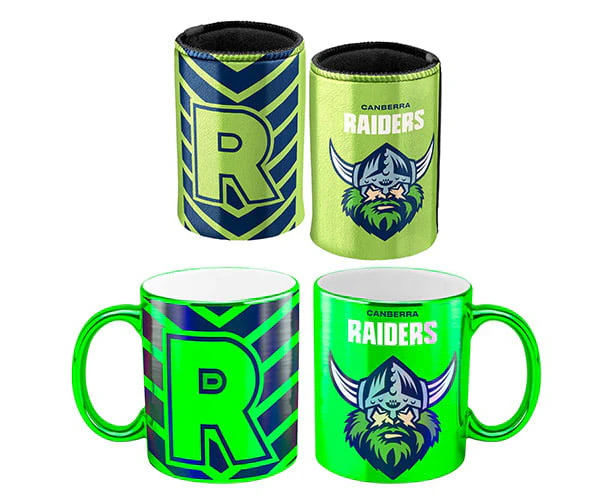 Canberra Raiders NRL Metallic Mug and Can Cooler Set