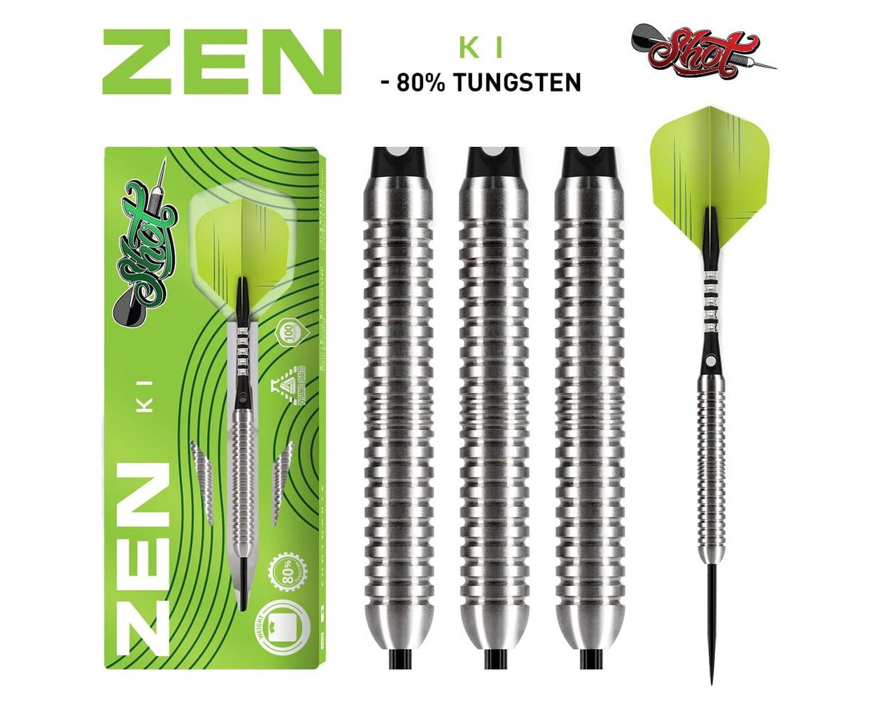 SHOT DARTS Zen Ki Steel Tip Dart Centre Weighted 22g, 24g or 26 Gram