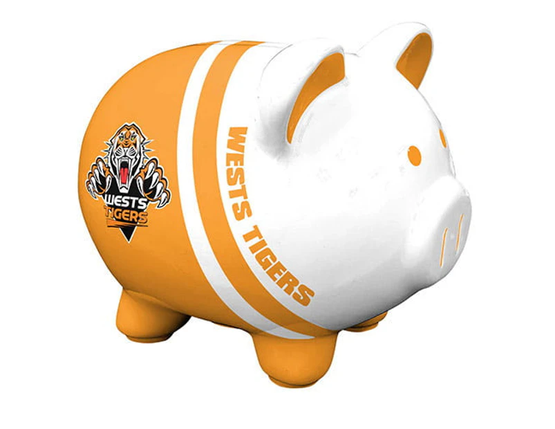 Wests Tigers NRL Dolomite Piggy Bank Money Box with Coin Slot