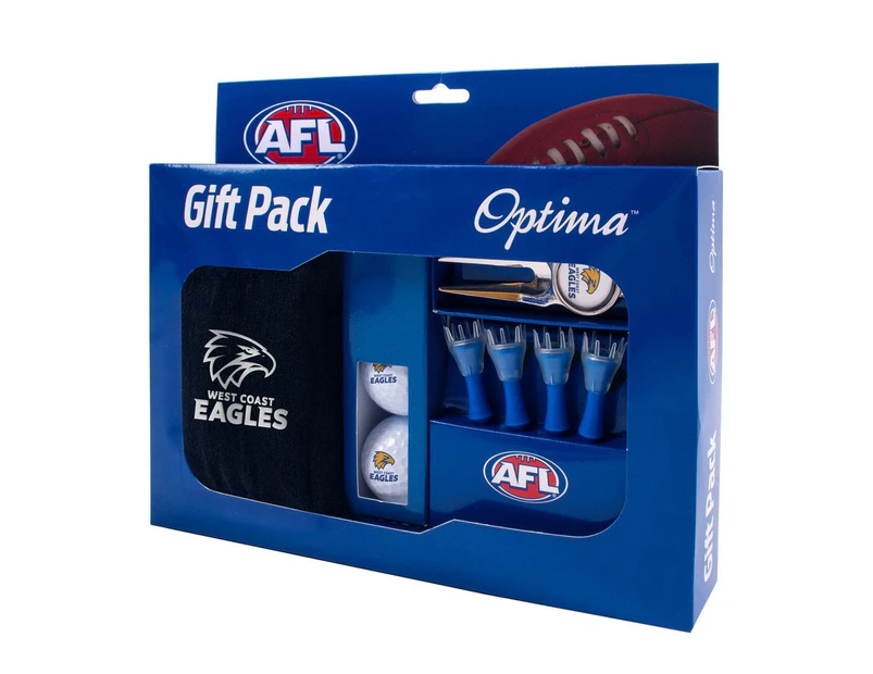 West Coast Eagles AFL Optima Golf Balls Tees Towel Divot Tool Gift Pack