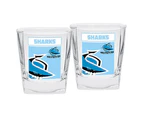 Cronulla Sharks NRL Set of 2 Spirit Glasses 250ml Glass FULL COLOUR LOGO