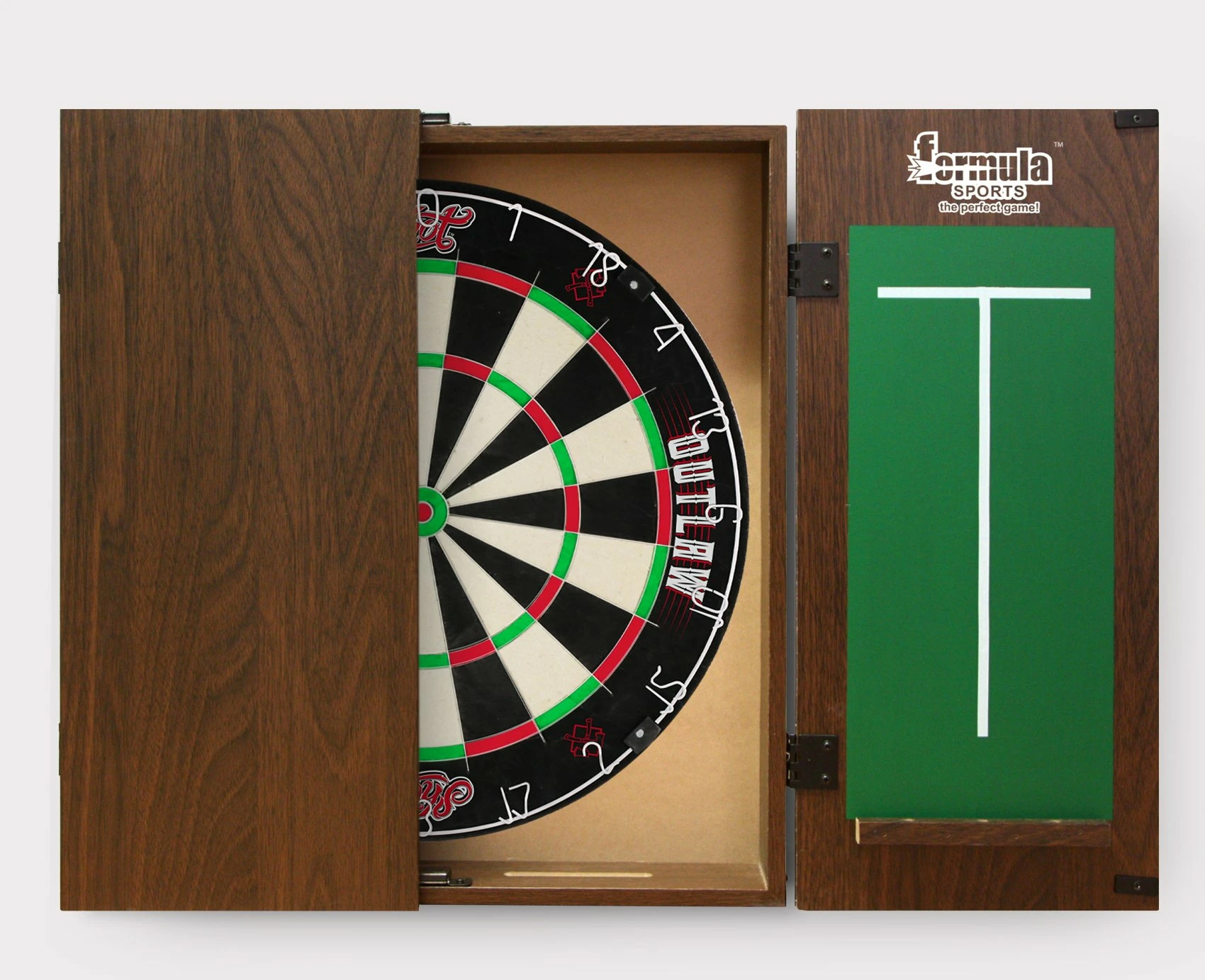 SHOT DARTS Outlaw Bristle Dartboard + Walnut Cabinet + Darts