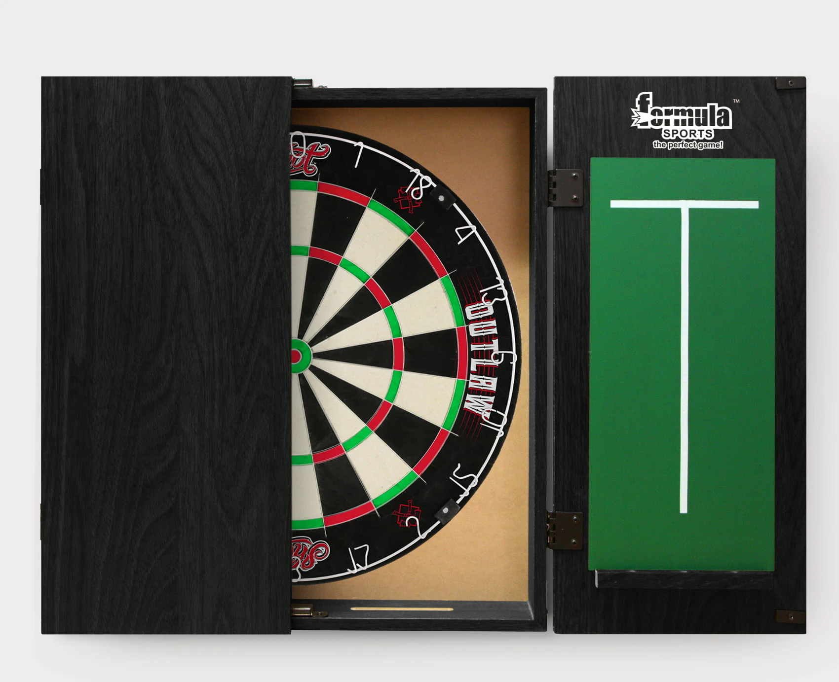 SHOT DARTS Outlaw Bristle Dartboard + Black Ash Cabinet + Darts