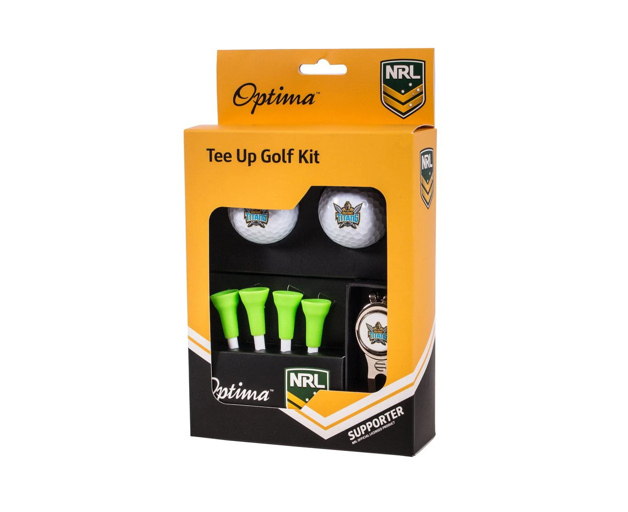 Gold Coast Titans NRL Optima Tee-Up Golf Balls Marker Tees Kit