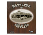 SHOT DARTS Bandit Original Bristle Dart Board + Battlers Bar Holden Cabinet + Darts