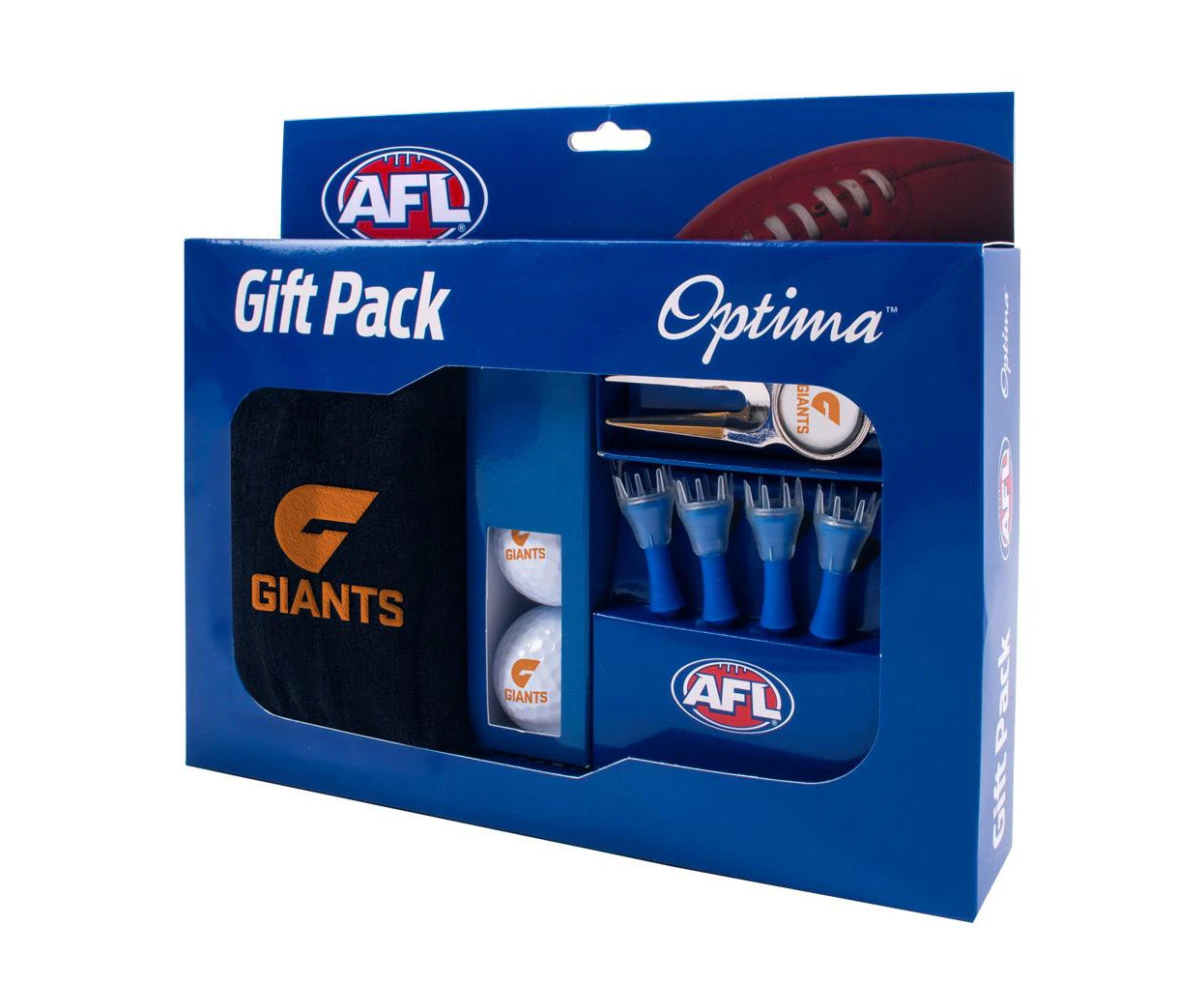 Greater Western Giants AFL Optima Golf Balls Tees Towel Divot Tool Gift Pack