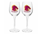 Brisbane Broncos NRL Set of 2 Wine Glass Glasses 475ml