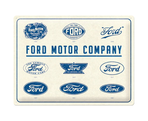 Nostalgic Art Ford Logo Evolution 30x40cm Large Metal Tin Sign Home Wall Decor