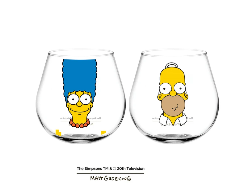 The Simpsons Homer and Marge Design Set of 2 Globe Glasses