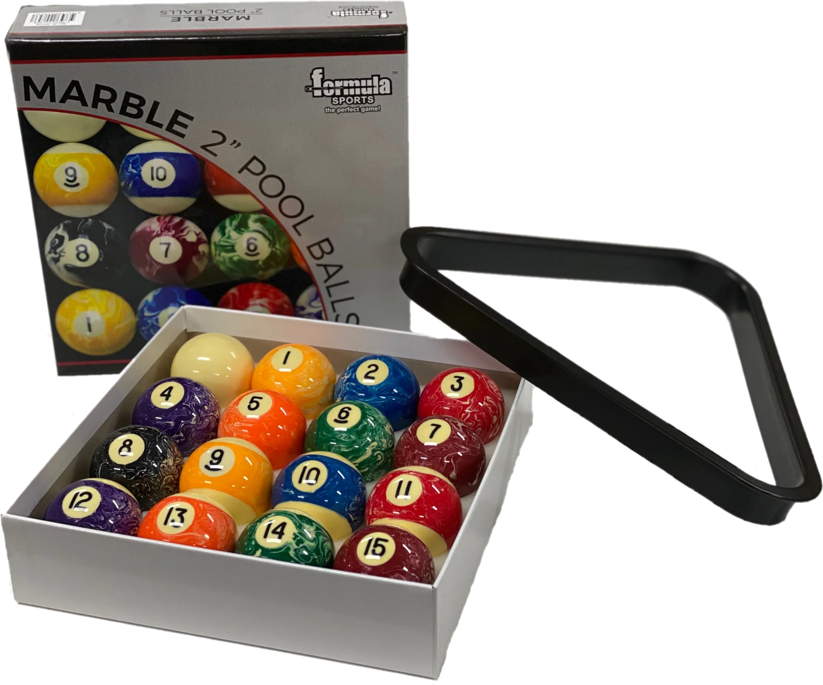 Kelly Pool Marble Marbleised Pool Snooker Billiard Balls 2 Inch and Triangle