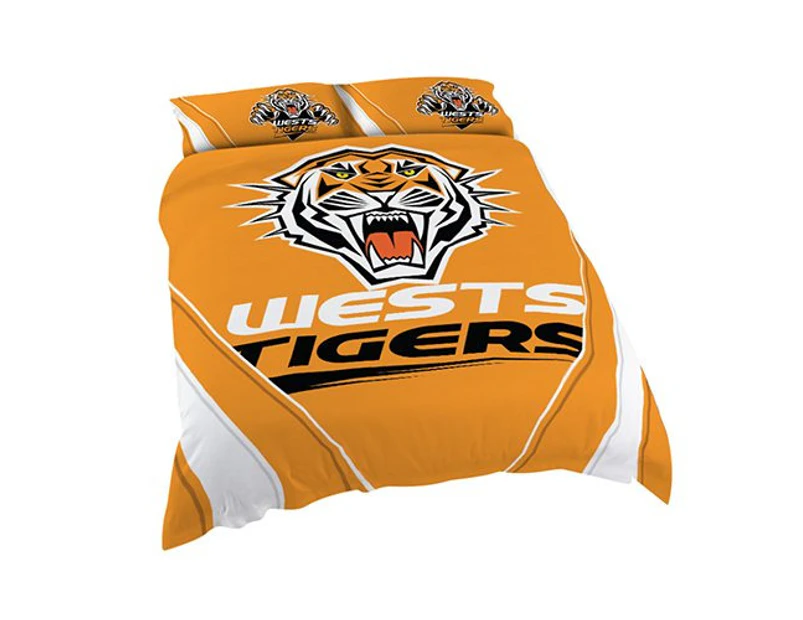Wests Tigers NRL QUEEN Bed Quilt Doona Duvet Cover & Pillow Cases Set