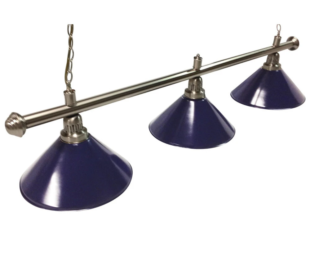 Pool Snooker Billiard Table Lighting - Brushed Stainless Light (3 x Blue Shades) 61 Inch