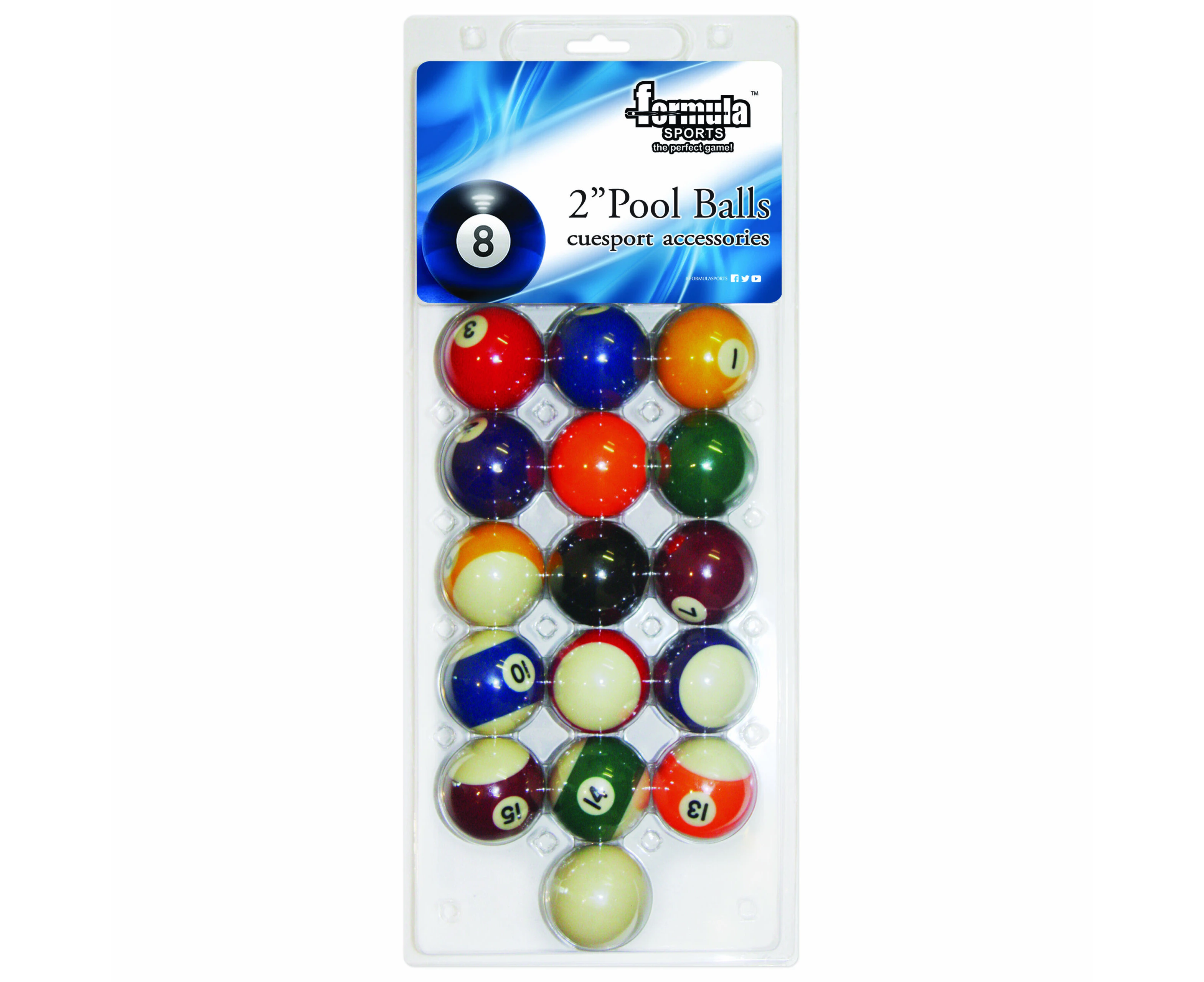 Pack of Recreational Kelly Pool Table Balls 2" inch Numbered