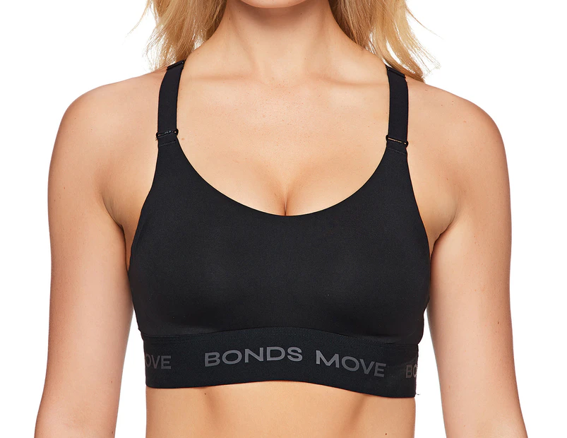 Bonds womens seamfree wireless wire free black comfy sports bra