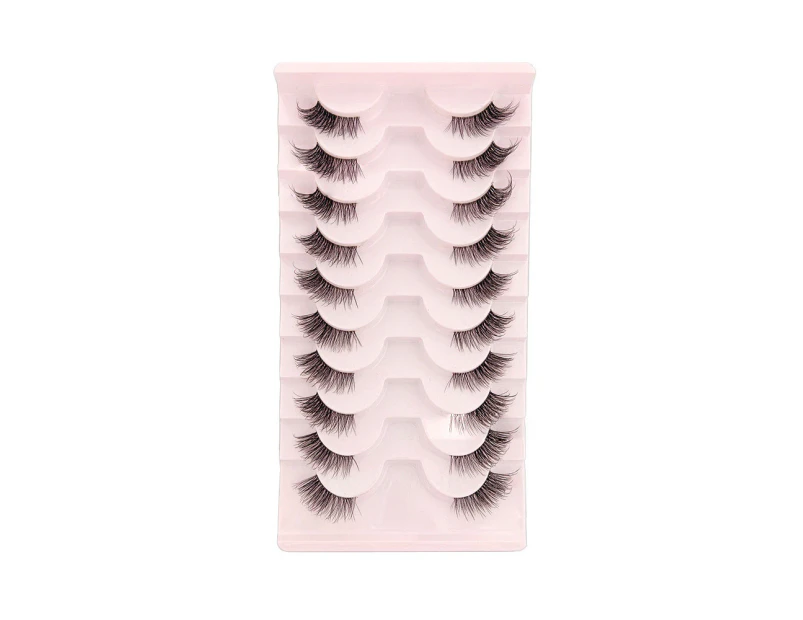 False Eyelashes Natural Half Lashes Short Wispy Clear Band Lashes Pack Cat Eye 3D Faux Mink Lashes Fake Eyelashes-Style 4