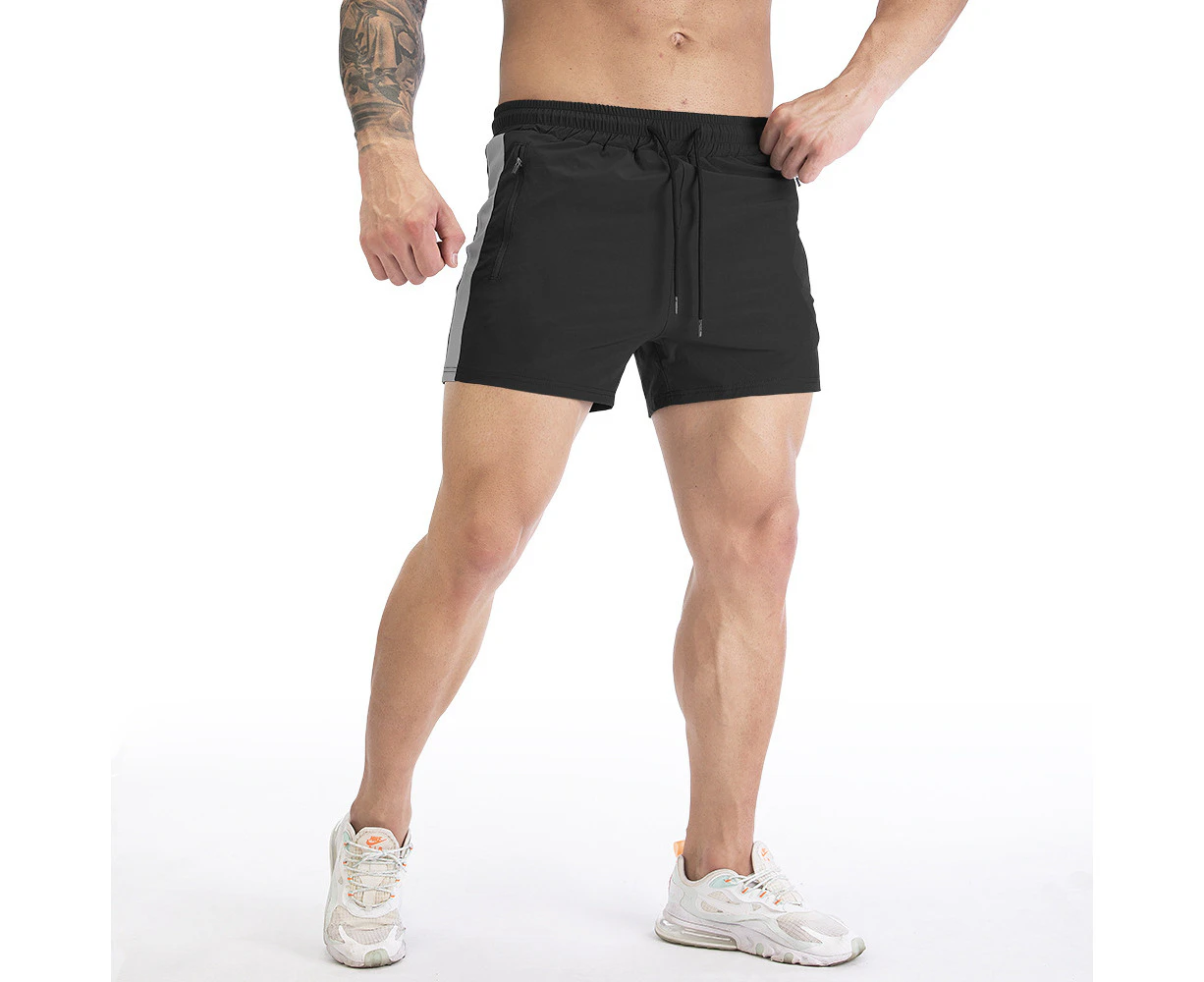 WeMeir Men's 2 in 1 Sports Shorts Running Athletic Shorts for Men Workout Shorts Gym Shorts with Pockets - Black