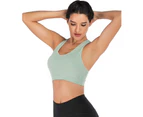 Sports Bra for Women, Criss-Cross Back Padded Strappy Sports Bras Medium Support Yoga Bra with Removable Cups - Green