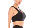 Sports Bra for Women, Criss-Cross Back Padded Strappy Sports Bras Medium Support Yoga Bra with Removable Cups - Black