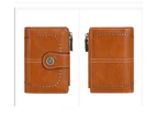Womens Leather Wallet Small Compact RFID Blocking Credit Card Case Purse with Zipper Pocket