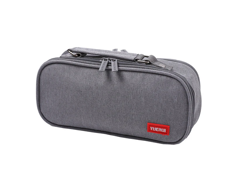 Big Capacity Gray Pencil Case Stationery Storage Large Handheld Pen Pouch  Bag Multiple Compartment Double Zipper Cosmetic Portable High School  Organizer Co