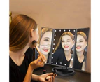 Toscano Tri-Fold Lighted Vanity Mirror with 22 LED Lights 3X/2X/1X Magnification Make Up Mirror-Silver