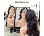 Toscano Tri-Fold Lighted Vanity Mirror with 22 LED Lights 3X/2X/10X Magnification Make Up Mirror-Black