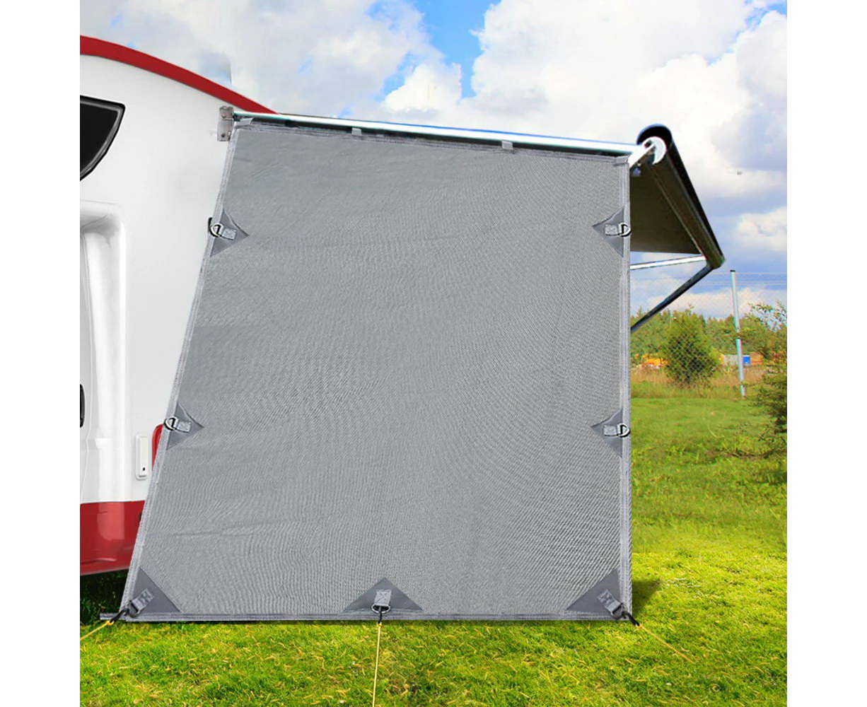 Caravan Privacy Screen Roll Out Awning 1.95 x 2.2M Sun Shade End Wall Side Grey