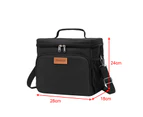 Toscano Large Bento Lunch Bags Multi Pocket Insulated Shoulder Handle Bag-Black