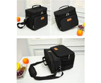 Toscano Large Bento Lunch Bags Multi Pocket Insulated Shoulder Handle Bag-Black