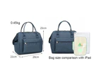 Toscano Large Capacity Bento Lunch Bag Simple Insulated Zipper Tote Bag-Blue