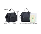 Toscano Large Capacity Bento Lunch Bag Simple Insulated Zipper Tote Bag-Black