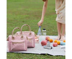 Toscano Fashion Portable Picnic Bento Bag Waterproof Oxford Cloth Lunch Bag-Pink