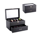 Toscano Watch Organizer Box with Drawer Display Case For Men Carbon Fiber Faux Leather Design
