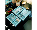 Toscano Jewelry Boxes for Women with 3 Drawers Velvet Jewelry Organizer for Earring Necklace Storage-Blue