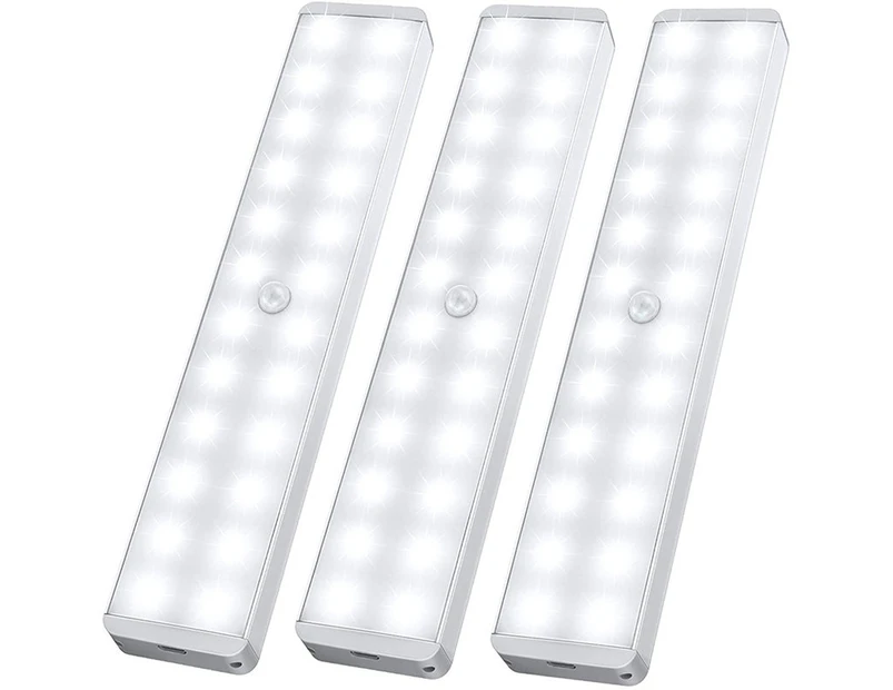 Toscano LED Closet Light 24-LED Rechargeable Motion Sensor White Light Bar for Stairs Wardrobe Kitchen Hallway (3 Packs)