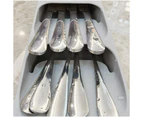 Toscano Compact Cutlery Organizer Kitchen Drawer Tray for Kitchen Drawer Holding Flatware Spoons Forks-White