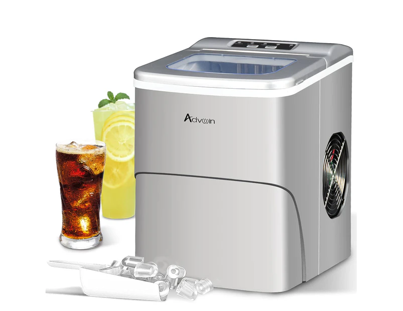 Advwin 2.2L Portable Ice Maker Machine Home Ice Cube  Maker Bar Countertop Silver