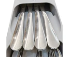 Toscano Compact Cutlery Organizer Kitchen Drawer Tray for Kitchen Drawer Holding Flatware Spoons Forks-Gray