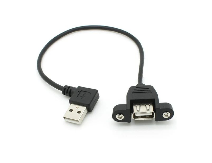 30cm 90 Degree Right Angled USB 2.0 A Male Connector to Female Extension Cable With Panel Mount Hole