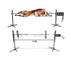 Large 120cm Electric Outdoor Lamb Spit Grill Rotisserie BBQ Portable Stainless Steel Roast Campfire Camping