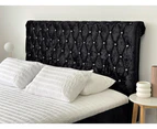 Luxury Venice Crushed Velvet Fabric King Size Bed Frame Crystal Tufted Black Upholstered