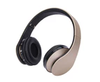 Bluetooth Headphones Wireless, Over Ear Headset with Microphone, Foldable & Lightweight, MP3 Mode and Fm Radio for Cellphones Laptop TV Gold